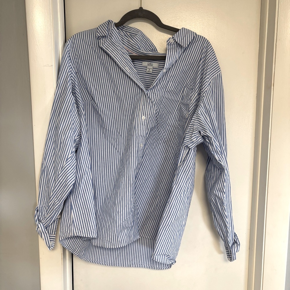 Croft & Borrow | Size 2X | Blue and White Striped Button Down